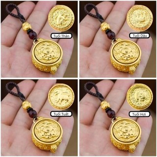 [TẶNG MÈO THẦN TÀI] Móc Khoá Bát Tụ Bảo Đã Khai Quang 12 Con Giáp Kèm Túi Nhung Đựng - Chất Liệu Hợp Kim