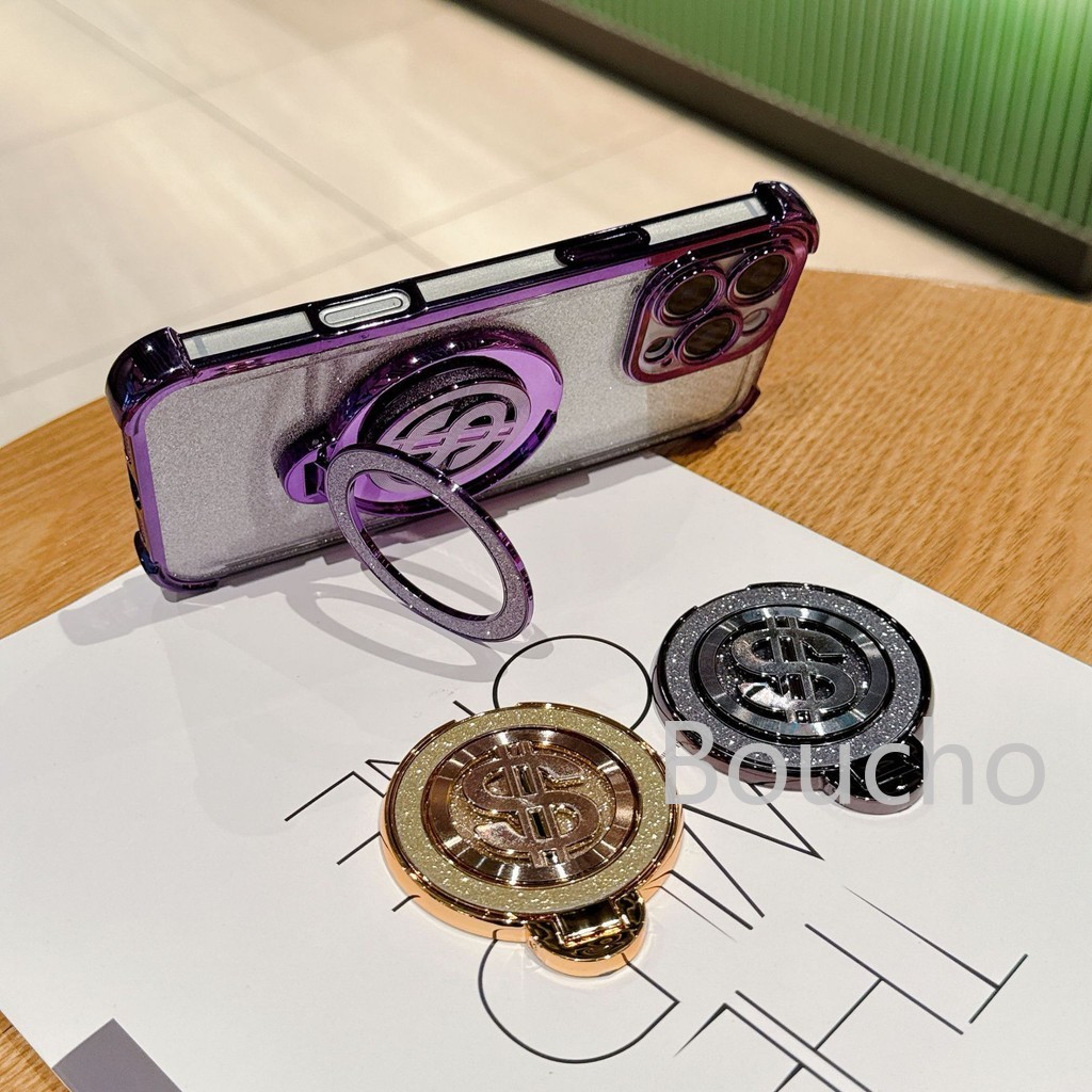 Mới Xoay Con Quay Hồi Chuyển Tiền Logo Đế Điện Thoại Flash Kim Cương Cao Su Khóa Sáng Tạo Cố Định Điện Thoại Vòng Khóa Để Bàn Đứng