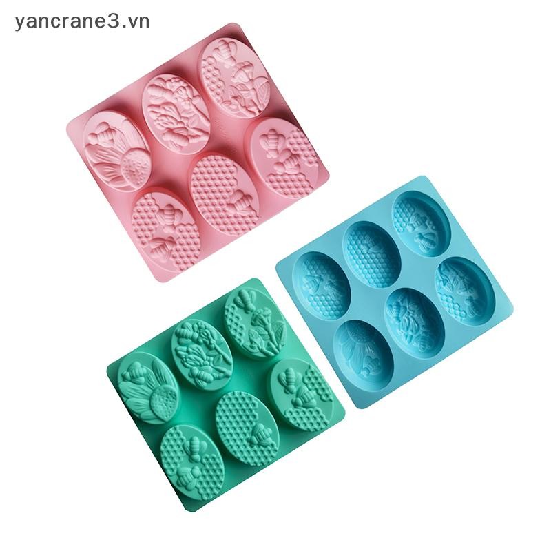 {YAN3} Vật liệu tốt cho sức khỏe mới Khuôn xà phòng silicon ong mật 6 khoang Khuôn thủ công Làm xà phòng hình bầu dục 3D Khuôn xà phòng thủ công DIY {yancrane3.vn}