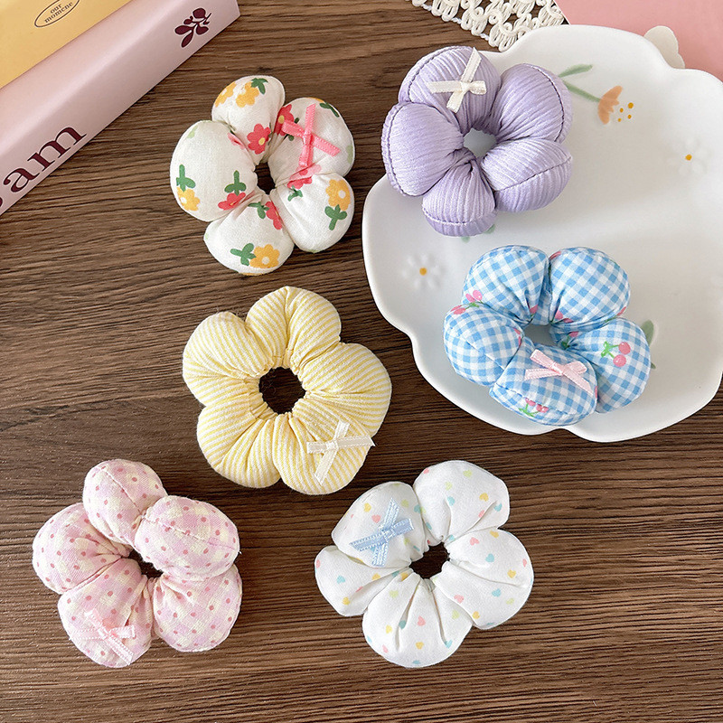 Dây buộc tóc hợp thời trang 3D Cotton Đầy hoa buộc tóc