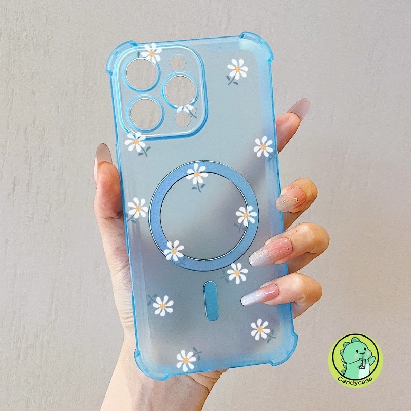 Ốp Điện Thoại Sương Tuyết Từ Tính Cho Samsung Galaxy S25 Edge S24 S23 S22 Plus Ultra S21 FE 5G 4G Matte Cover Hoạt Hình Dễ Thương Hoa Mềm AirBag Vỏ Chống Sốc