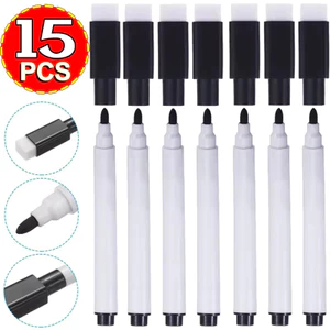 Bút xóa khô có tẩy nỉ đính kèm - Đầu chống mài mòn 0,5mm, Lưu lượng mực mịn cho bảng trắng, Tùy chọn gói 5 / 10 / 15, Bộ đánh dấu nhựa 11,5cm di động