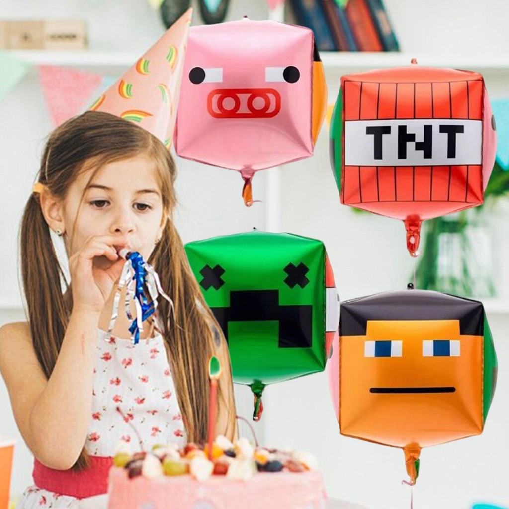 Bóng bay bằng lá Minecraft Hình dạng đặc biệt Bóng bay sinh nhật Đạo cụ cho trò chơi Đồ dùng trang trí dự tiệc theo chủ đề greiwe2vn