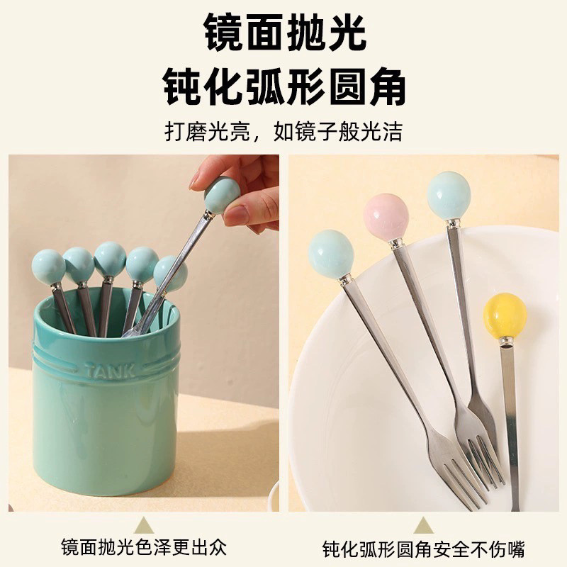✨Nĩa trái cây bằng thép không gỉ 304 có đế Bộ nĩa trái cây bằng gốm Dopamine có thể đặt trái cây có thể hái 25.5.20