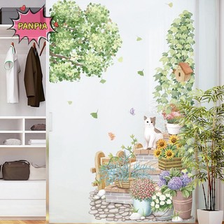 Pnpia Hoạt Hình Hoa Xanh Thực Vật Miếng Dán Nhà Trang Trí Phòng Khách Dán Tường Hoa Hướng Dương Dễ Thương DIY Trẻ Em Cửa Bức Tranh Tường Boutique