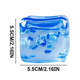 Blue Ice Cube Squeeze Stress Balls Fidget Square Calming Toy W/ Snowflakes ADHD