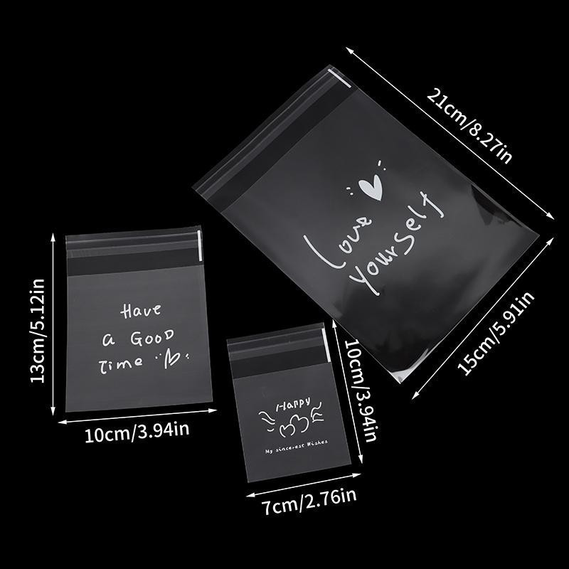 HA 100 Chiếc Happy Clear Túi Tự Dính Kẹo Bánh Quy Túi Tự Dính Quà Tặng Cá Nhân Bánh Ngọt Bánh Quy Bao Bì Túi n