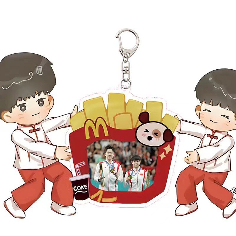 Sun Yingsha Wang Chuqin Acrylic Móc Khóa Mặt Dây Chuyền Bạn Bè Quà Tặng Ping-pong CP Hoạt Hình Quà Tặng Sáng Tạo
