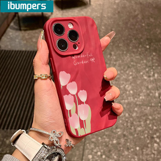 ibumpers Hàn Quốc Thanh Lịch Họa Tiết Hoa Tulip Ốp Lưng IPhone 16 15 14 13 12 11 Pro Max IP 7 8 Plus Iphon X Xs XR Xs Max Silicon Mềm Chống Sốc Ốp Lưng
