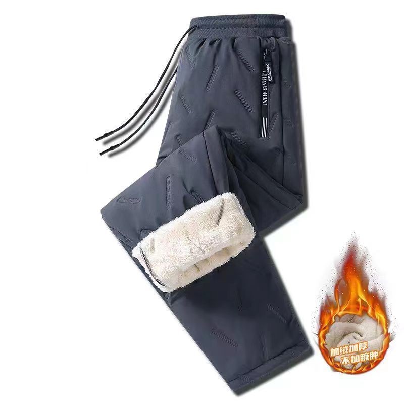 Quần cotton nhung cừu thu đông quần dài ống đứng chống gió thường ngày thể thao giữ ấm chống lạnh lót nhung dày dặn thời trang