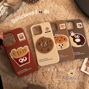 3D DIY Sang Trọng Bánh Quy Khoai Tây Chiên Pháp Ốp Lưng Điện Thoại iPhone 17 16 15 14 13 12 11 Pro Max X Xr XsMax 7 8 Plus