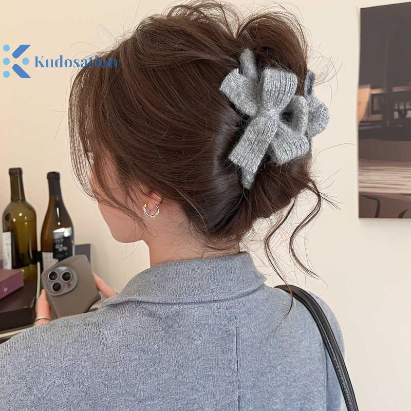 Kudosation Dệt Kim Nơ Tóc Vuốt Kẹp Chất Lượng Cao Handmade Dệt Sang Trọng Tóc Cua Kẹp Thu Đông Phụ Kiện Tóc