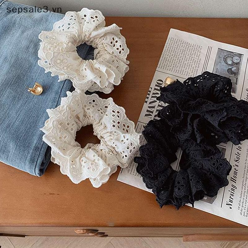 # Vn # 1PC Dây buộc tóc Cotton quá khổ kiểu Pháp Scrunchie dành cho nữ Dây buộc tóc đuôi ngựa co giãn Phụ kiện tóc nữ hai lớp.