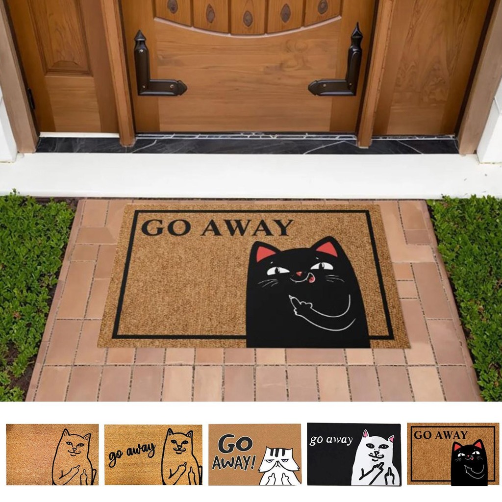 Go Away Thảm chùi chân hoạt hình Mèo Unwelcome Thảm cửa ngoài trời vui nhộn Trang trí cửa trước 60X40cm