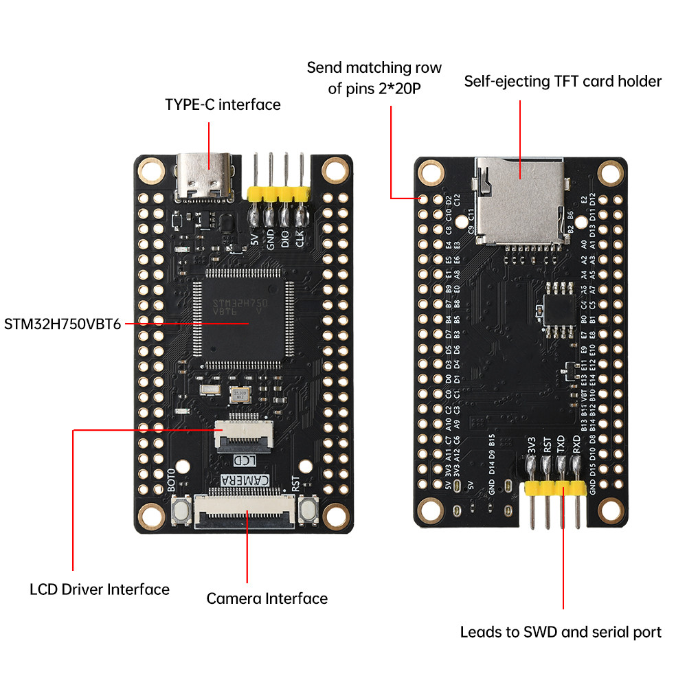 Mô-đun bảng hệ thống Pcbfun Stm32H750 VBT6 Stm32H750 Bảng phát triển ...