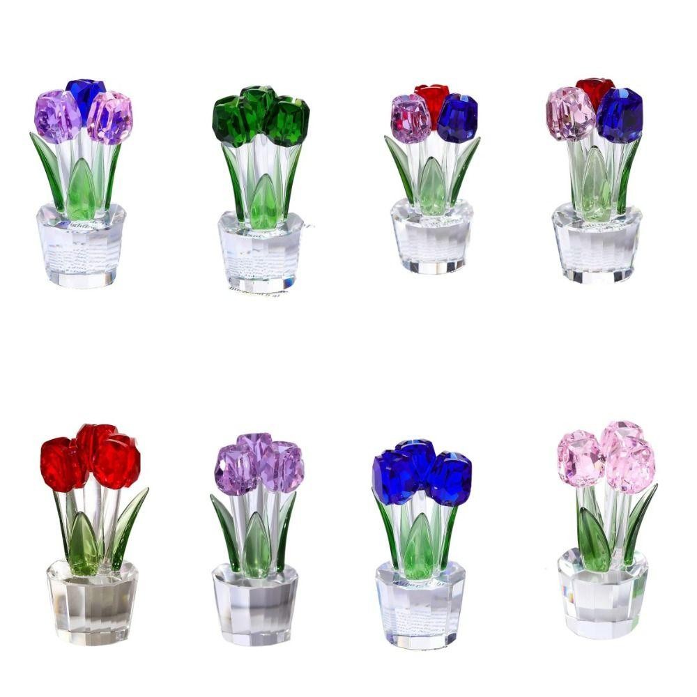 Tác phẩm điêu khắc hoa tulip pha lê HARRIETT, Tượng hoa đầy màu sắc lãng mạn, Sáng tạo Handmade Thủ công pha lê tinh tế Tượng hoa tulip Nữ