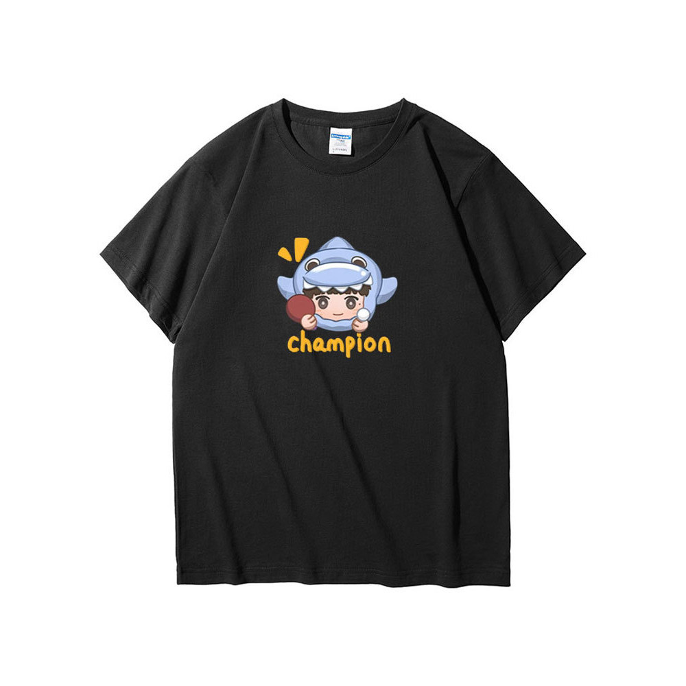 Bán Hàng Mới Shatou Kết Hợp Son Yingsha Wang Chuqin Hàng Hóa Phiên Bản Q Cotton Nguyên Chất Áo Thun Tay Ngắn Phù Hợp Với Nam Nữ Cặp Đôi Cùng Phong Cách Quần Áo Chất Lượng Cao