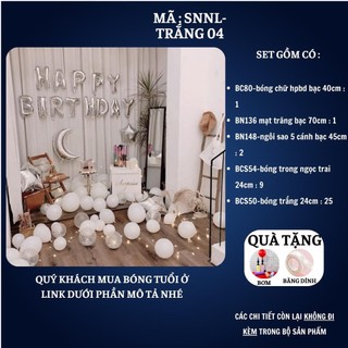 Set trang trí sinh nhật người lớn kiểu hàng quốc màu trắng đen SNNL-TRẮNG 04,Bóng bay trang trí sinh nhật cho bé trai