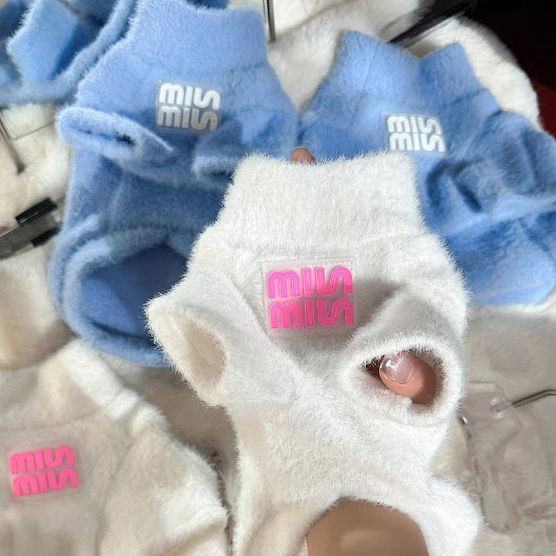 【Ready Stock】 Pet Clothes Autumn and Winter Sea Salt Blue Milk Huhoo Mink Fur Soft Glutinous Knitted Sweater Small Dog Bichon Corgi Cat Iz6U
