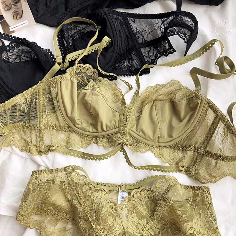 Ngực Lớn Nhìn Nhỏ Tập Hợp Siêu Mỏng Pure Desire Pháp Gợi Cảm Ren Bộ Áo Ngực Nữ