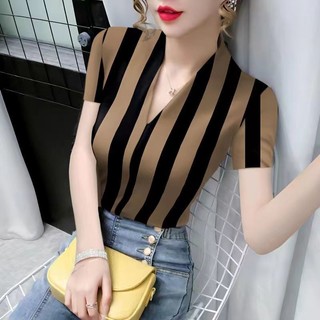 54% Tỷ Lệ Mua Lại Cổ Chữ v Áo Thun Nữ Tay Ngắn 2026 Phong Cách Phương Tây Slim-Fit Mỏng Hơn Nhìn Ice Silk Đáy