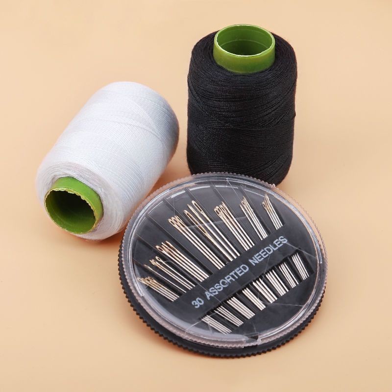 ✪[Cửa hàng] Bộ kim và chỉ khâu tay bền bỉ, chỉ khâu tay trung bình và lớn, chỉ khâu tay màu đen trắng, chỉ khâu tay DIY nhiều màu sắc UTD8