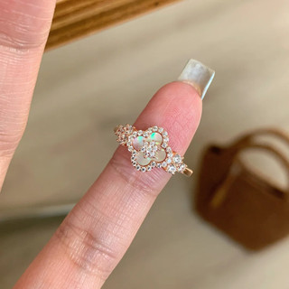 Châu Âu Mỹ ins Phong Cách Mới Cung Điện Phong Cách Hồng Fritillary Bốn Lá Clover Nhẫn Nữ