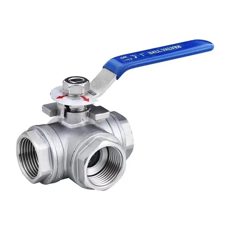 Van bi ba chiều bằng thép không gỉ 304 có khóa công tắc L / T loại một trong và hai ra công tắc van dây bên trong 6 / 4 phút