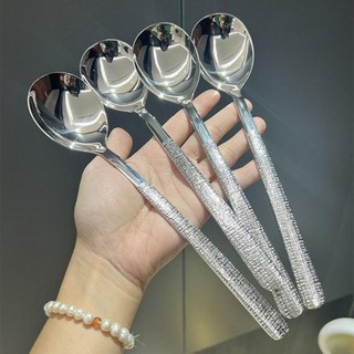 OIWLSAX321 Thìa Inox, Thìa Khuấy Dày Thìa Tráng Miệng, Bộ Đồ Ăn Tay Cầm Dài Muỗng Canh Inox