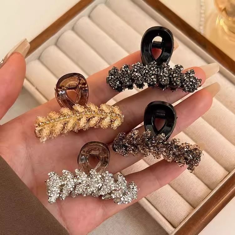 ✪Kẹp tóc nhỏ hình lúa mì bằng đá rhinestone sang trọng nhẹ cho phụ nữ, phù hợp với tóc mỏng, kẹp tóc nửa đầu, phụ kiện tóc TNPG