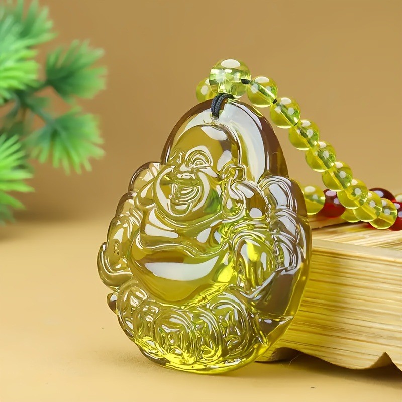Hổ phách Bụng Lớn Maitreya Phật Mặt Dây Chuyền Áo Len Dây Chuyền Vòng Cổ Mặt Dây Chuyền