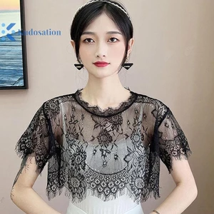 Kudosation Nữ Khăn Ren Ren Khăn Choàng Trắng Đen Áo Vai Khăn Cổ Giả Mũi Xuân Thu