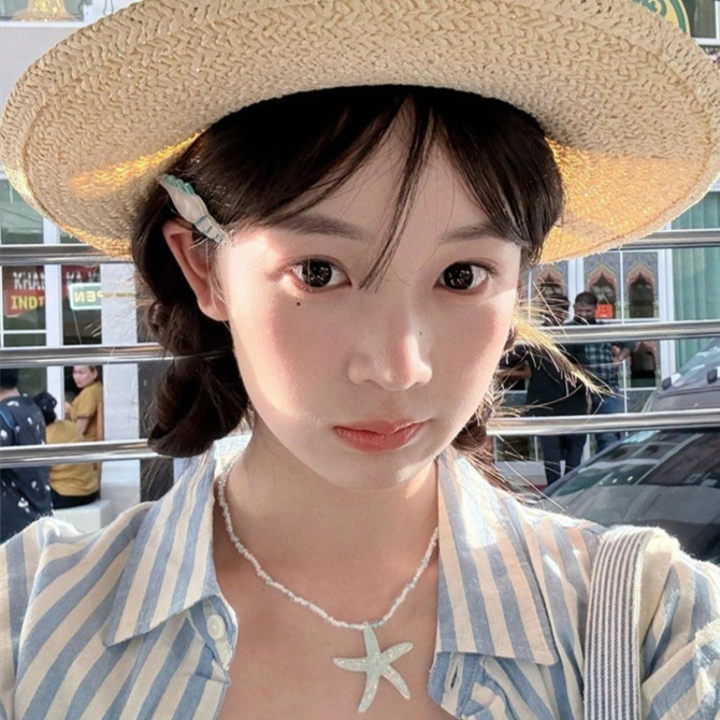 Vòng cổ vỏ sao biển Y2K đính cườm nhiều màu, phong cách Hàn Quốc