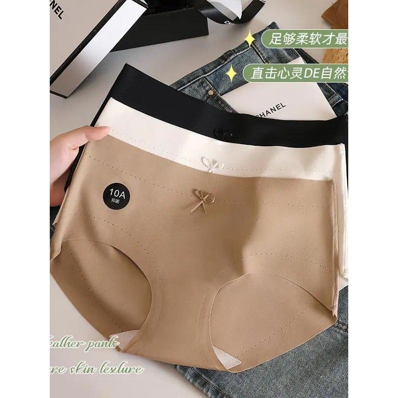Quần Lót Da Sữa Liền Mạch Nữ Giữa Eo Cao Co Giãn Thoải Mái Băng Lụa Nguyên Chất Quần Đùi Cotton
