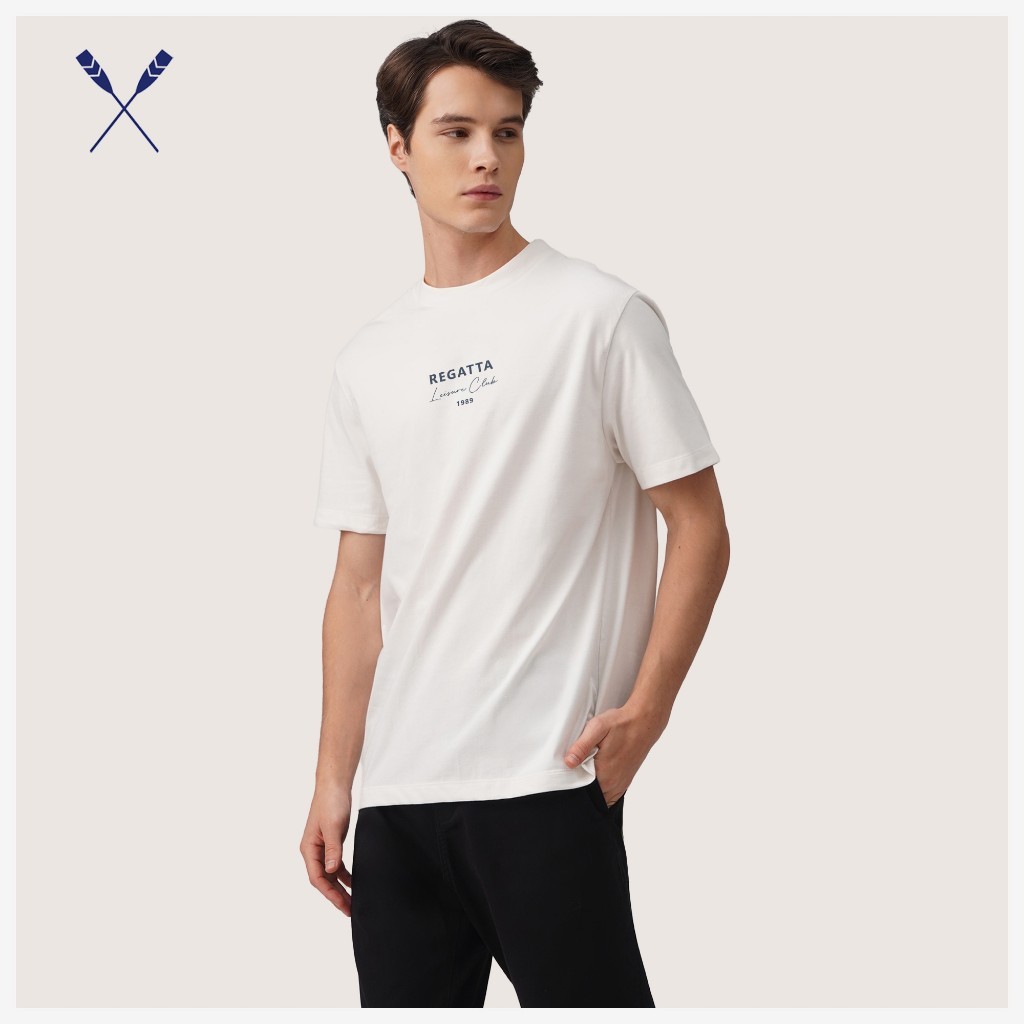 OFF WHITE Áo thun họa tiết cổ tròn Regatta Regular Fit dành cho nam (Trắng nhạt)