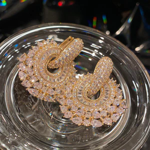 Bông tai sang trọng thời trang tròn Zircon thời trang Hàn Quốc