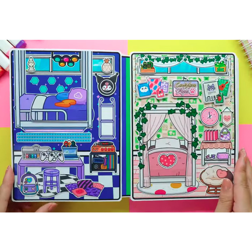 Búp bê giấy Ngôi nhà Gamer and Romantic,đồ chơi bóc dán dành cho bé