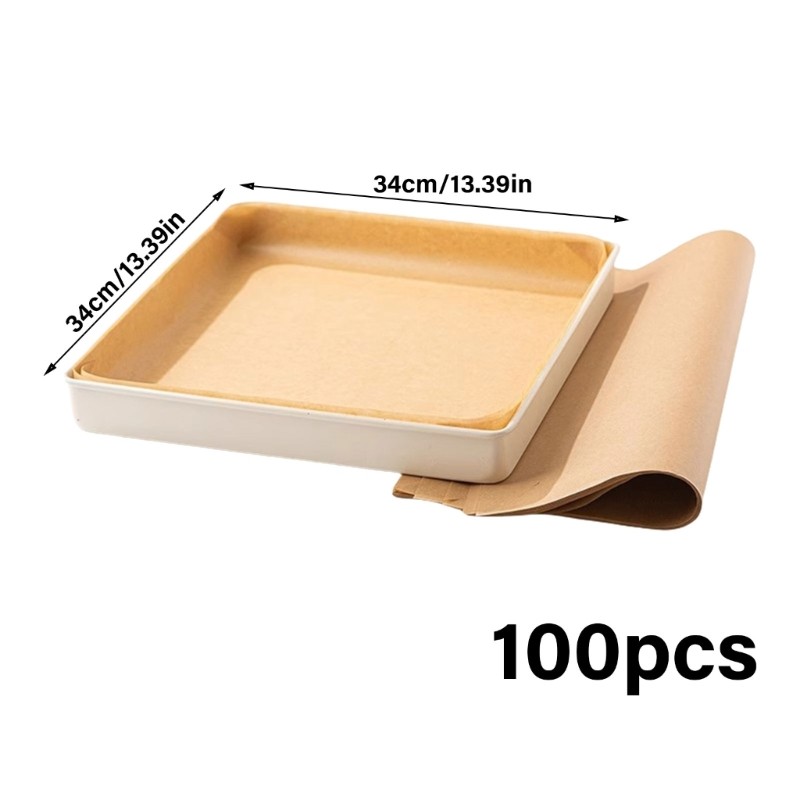 Inste 100 Miếng Giấy Che Da Cắt Sẵn 34x34cm Giấy Chống Dính Không Rỉ Để Nướng Và Nấu Ăn