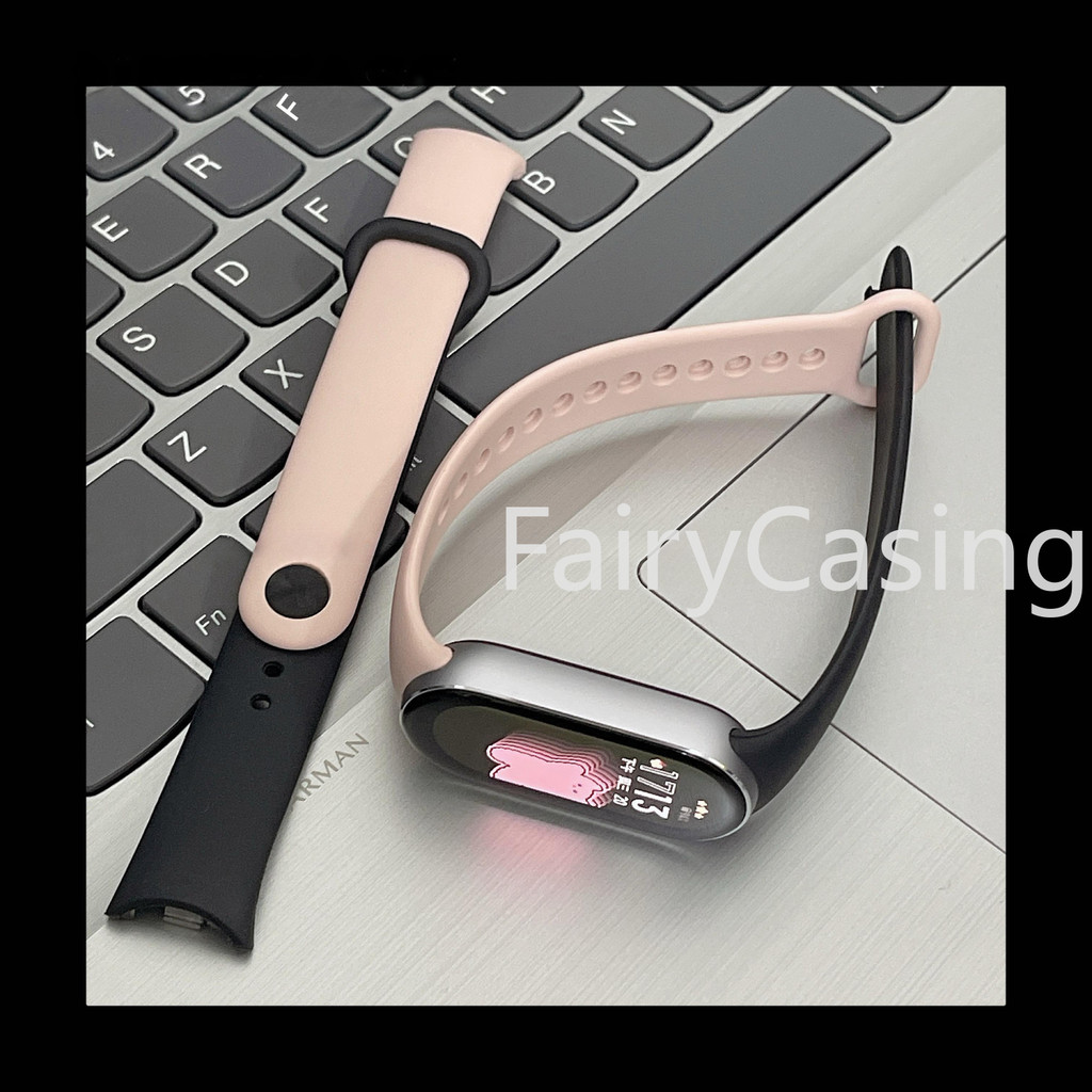 Dây Đeo Màu Kép Cho Xiaomi Mi Band 10 9 8 NFC Vòng Tay Silicon Cổ Tay Miband 9 NFC Thay Thế Pulsera Correa Dây Đeo Thể Thao