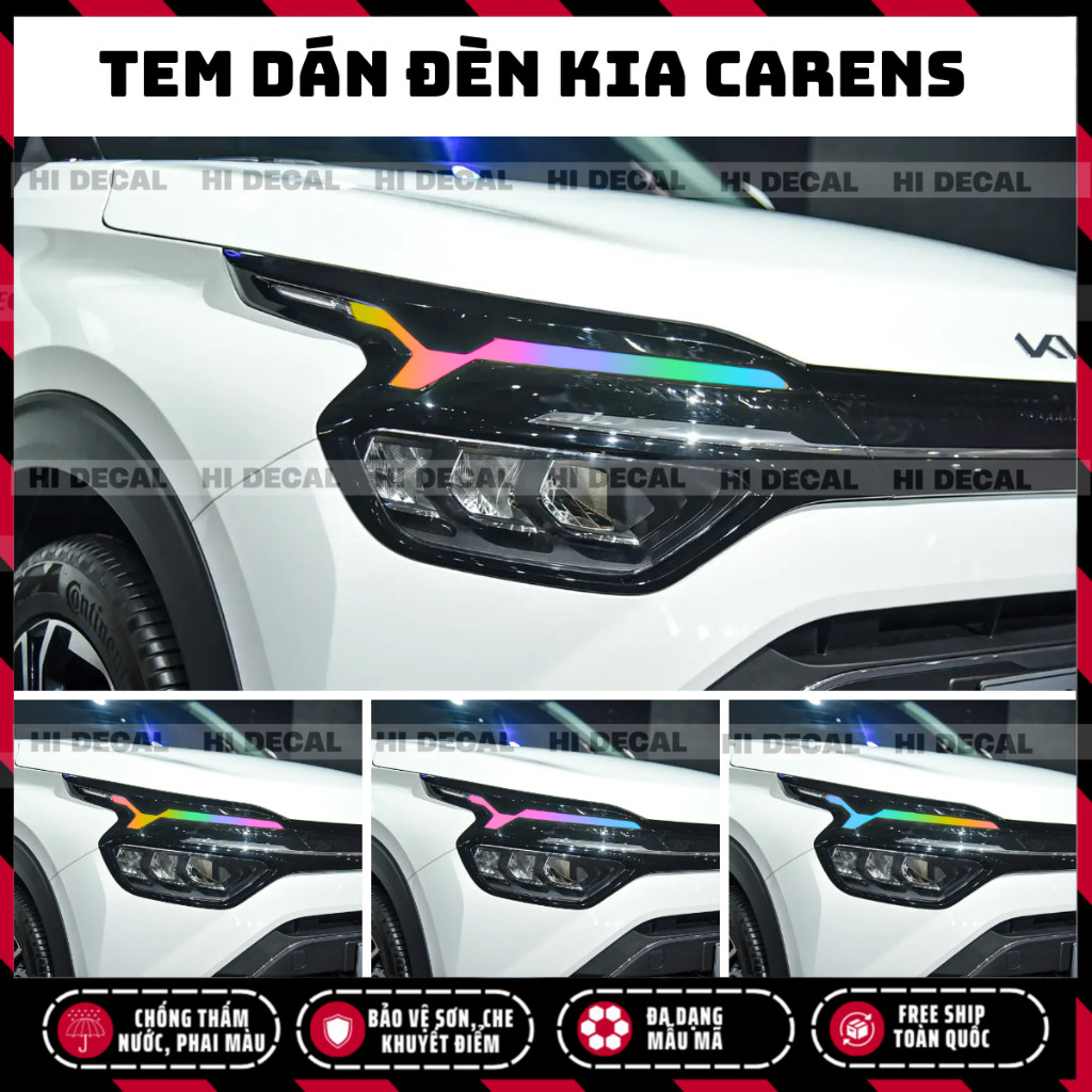 Tem dán đèn Kia Carens, decal trang trí đèn Carens bền màu chống nước