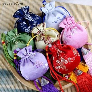 [Đồ chơi] Túi thêu thổ cẩm phong cách lụa Trung Quốc Túi vải thêu Túi vải sel Mặt dây chuyền Túi dây rút cho túi quà tặng trang sức {vn}