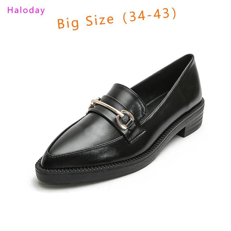 Giày Nữ Đế Dày Size 34-43 Phong Cách Anh Quốc, Da Nhỏ Retro, Chống Trơn Trượt, Mùa Thu Đông, YOYI