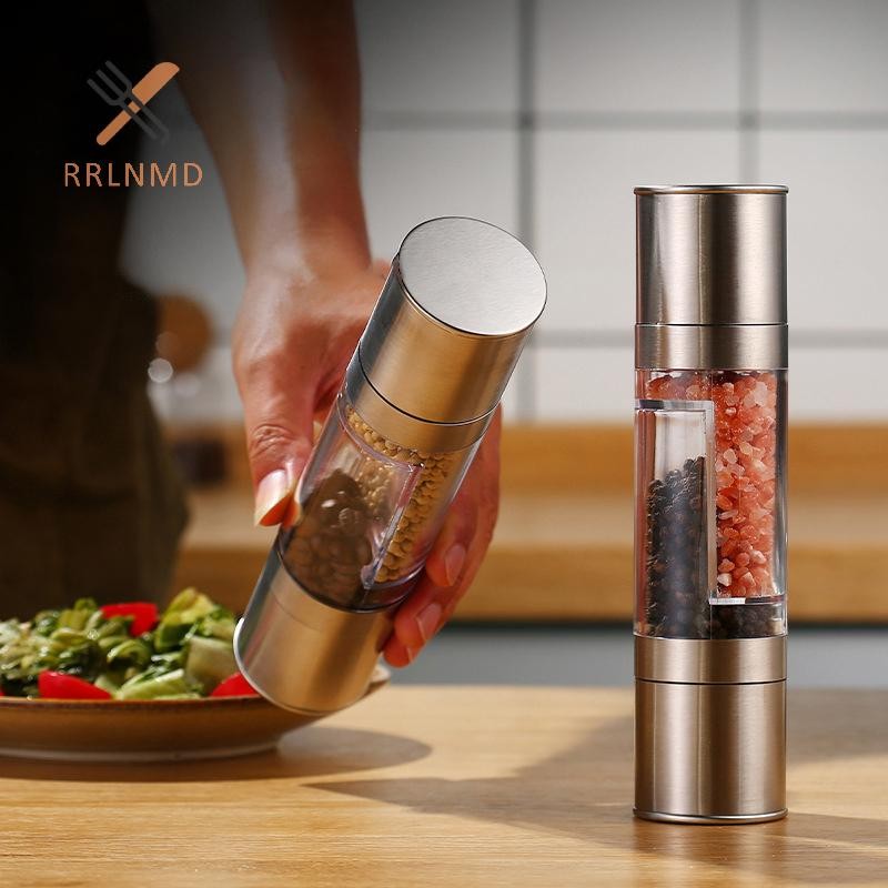Rrlnmd Máy Xay Muối Và Tiêu 2 Trong 1 Bằng Tay Thép Không Gỉ Muối Tiêu Nhà Máy Có Thể Điều Chỉnh Gốm Mài Gia Vị Nhà Bếp Dụng Cụ MỚI