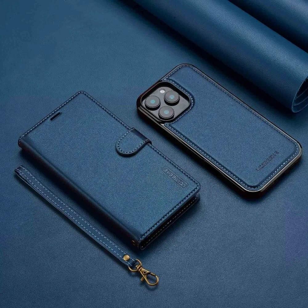 Ví có thể tháo rời Khe cắm thẻ Hộp đựng bằng da PU cho IPhone 16 Pro Max 15 14 Plus 13 12 11 XSMAX XR X 7 8 SE 2020 2022 Chân đế từ tính Dây đeo cổ tay chống sốc có thể tháo rời Flip P