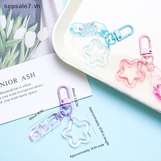 [-d] Móc khóa vòng mở bằng kim loại Móc khóa mặt dây chuyền hình ngôi sao năm cánh bằng nhựa đầy màu sắc dành cho nữ Hộp đựng chìa khóa xe bé gái {vn}