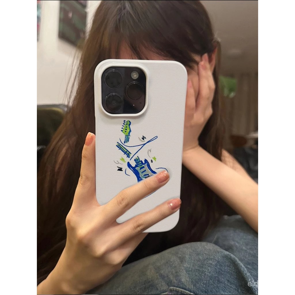 Ốp cứng QYJS đàn guitar đứt dây ốp điện thoại di động phim dùng cho IPhone 16 11 12 PRO 13 14 15 ProMax 7 8 plus XSMAX XR XR XS X SE 14 15 16 PLUS ins phong cách đơn giản chống rơi bề mặt bảo vệ RVLG