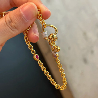 Châu Âu Mỹ ins Vòng tay trái tim tình yêu đính kim cương phong cách mới dành cho nữ
