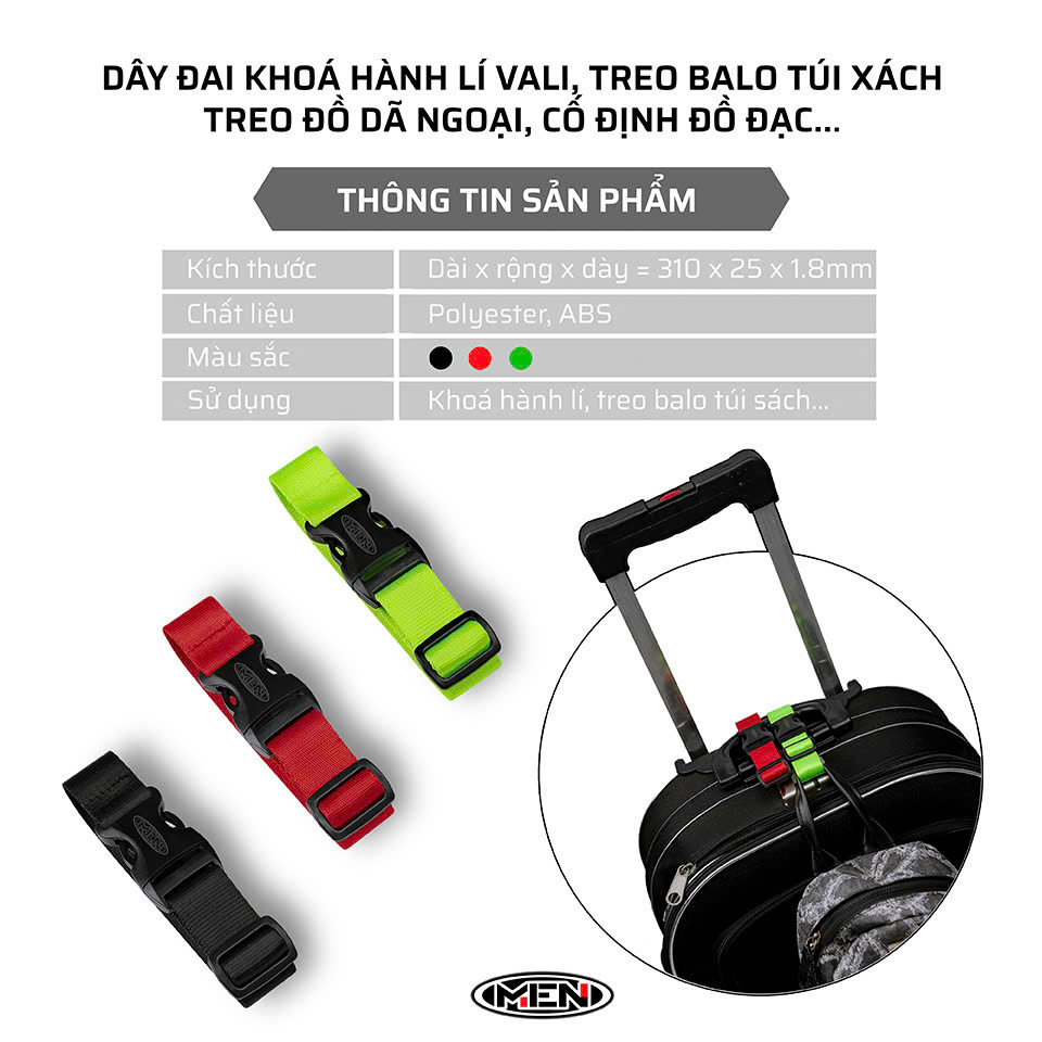 Dây móc khoá đa năng treo xe, giữ cố định hành lý Men MK03-MK02-MK01 [SIÊU SALE LỚN NHẤT NĂM]