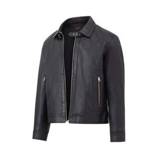 Áo da dê nam Collar FTT LEATHER khuy cổ phối gân dọc khoá cao cấp AD415D40