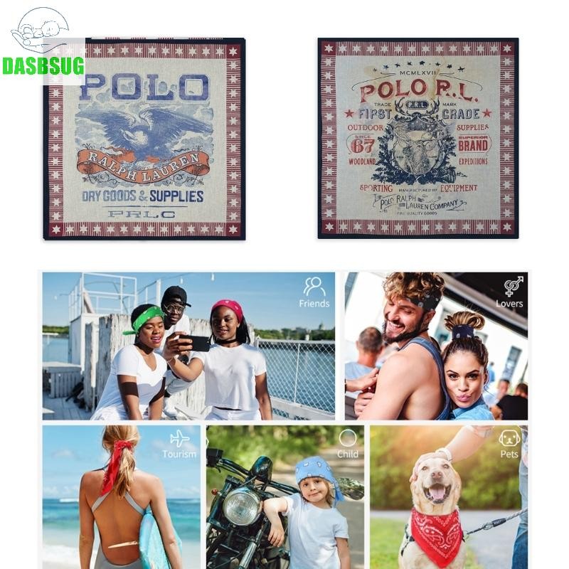 Dasbsug 55x55cm In Bandana Phương Tây Bandana Thời Trang Khăn Cổ Dạo Phố Khiêu Vũ Khăn Trùm Đầu Bọc Đầu Hiphop Bao Da